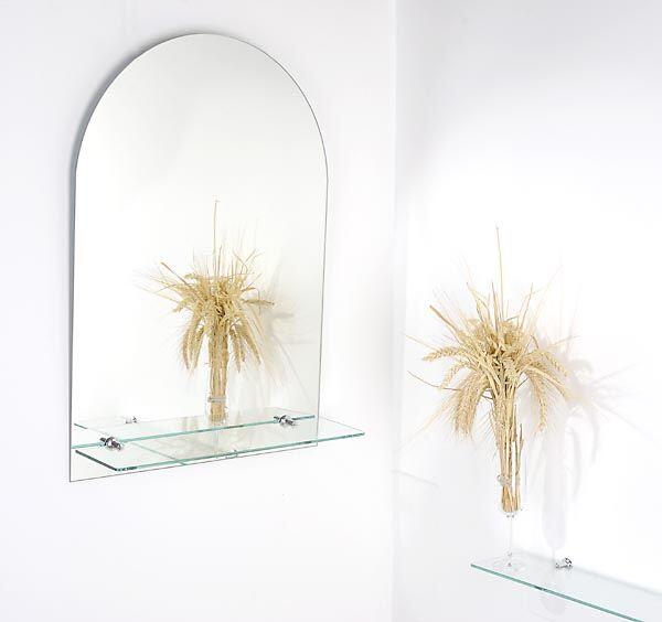 Zrcadlo 3 mm 50 x 70 cm portál broušená hrana oblé rohy polička PORTAL